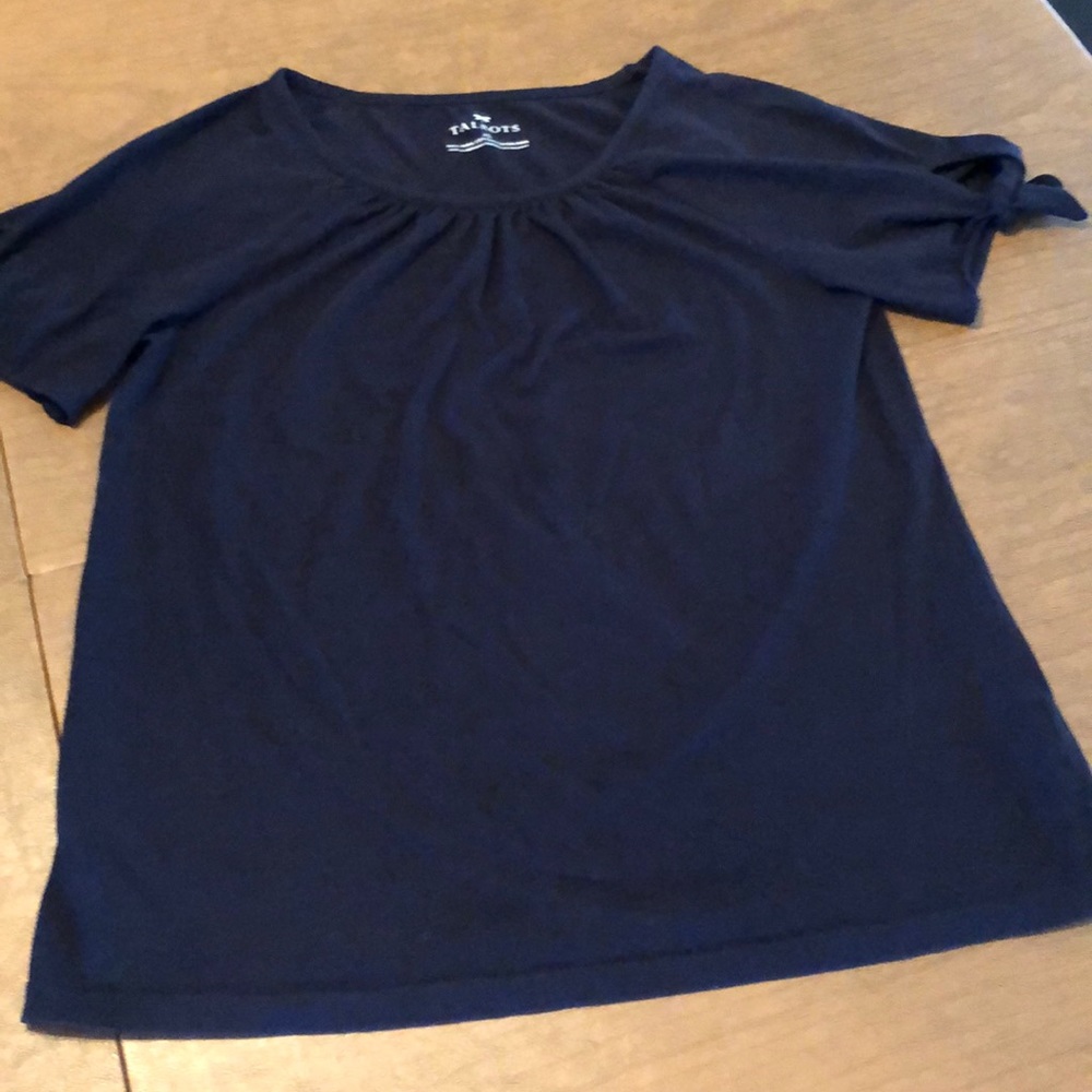 TALBOTS Pima Cotton Navy Blue Short Sleeve Shirt